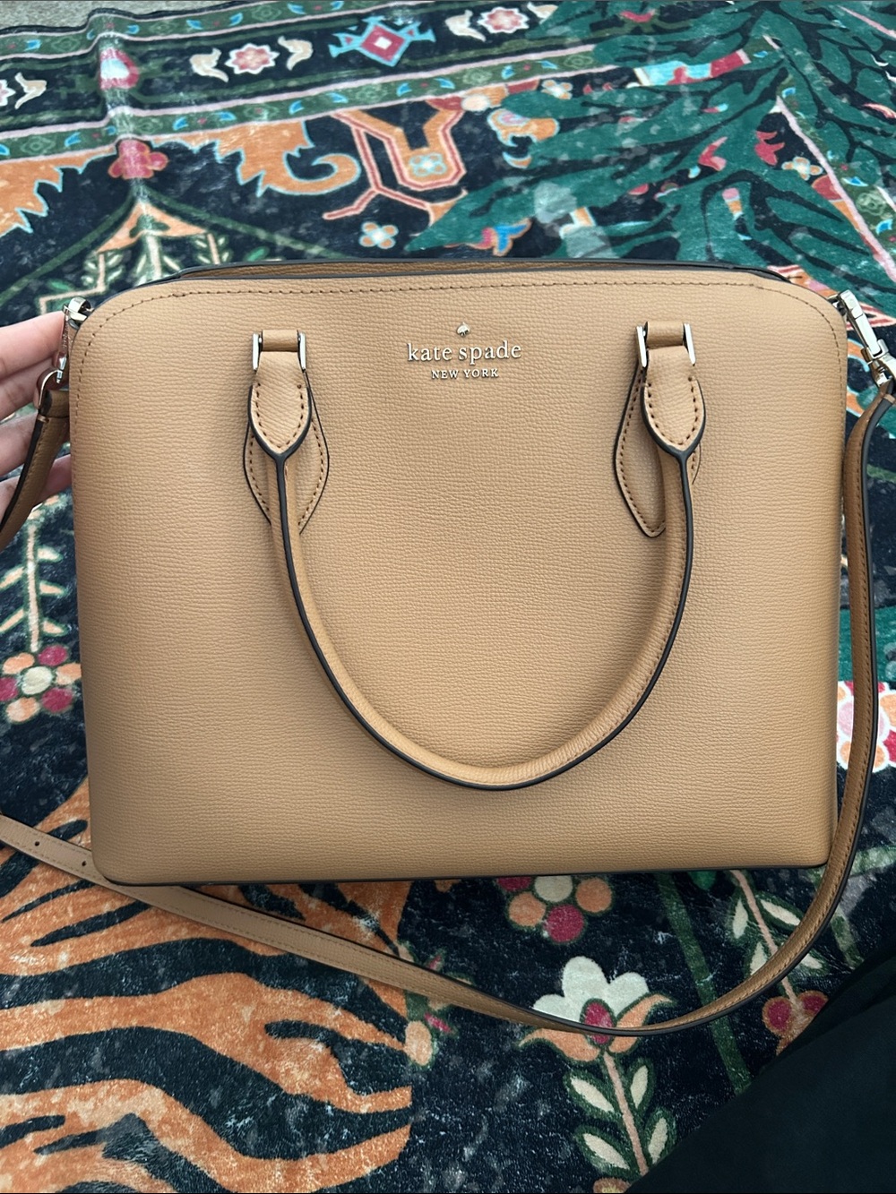 kate spade Tan Pebbled Leather Satchel with Shoulder Strap